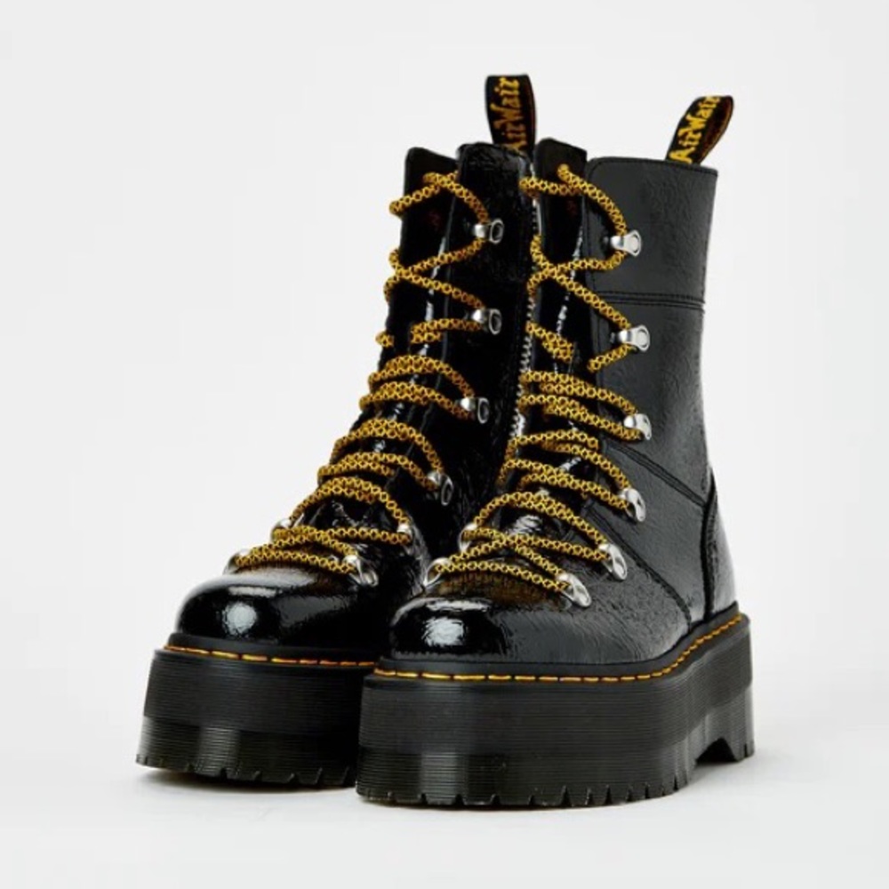 Dr. Martens Ghilana Max Lace-Up Black Pattern Leather Platform Boot sz.6